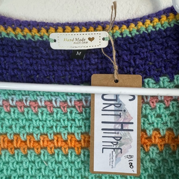 *NEW* HANDMADE Crocheted Colorblock Cardigan - Picture 5 of 9